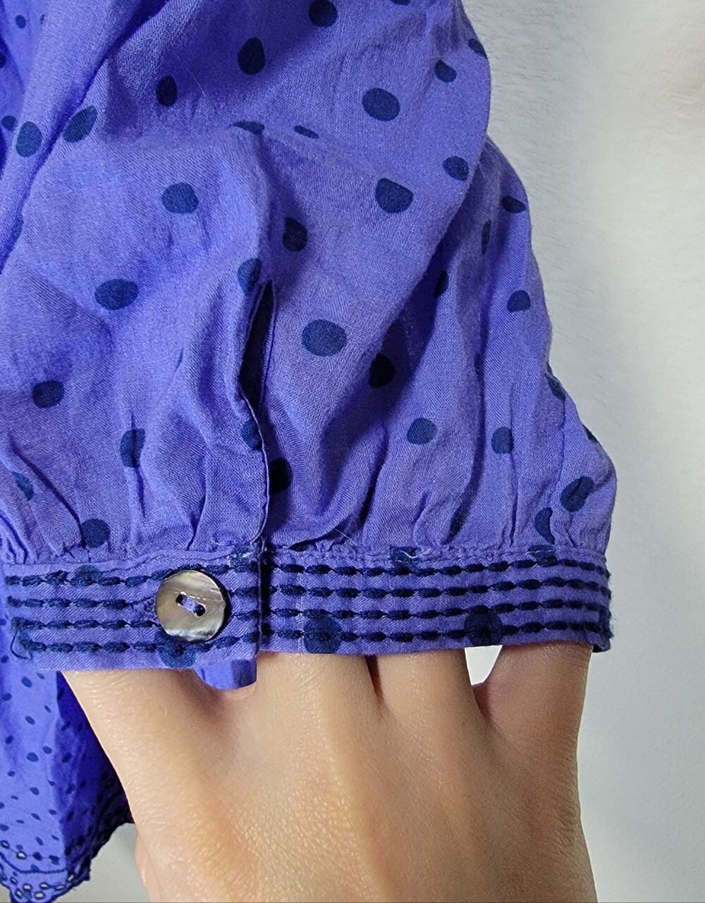 Gudrun Sjoden Lily Cotton Polka Dot Pint Pull Over Lagenlook Midi Dress - Picture 8 of 9